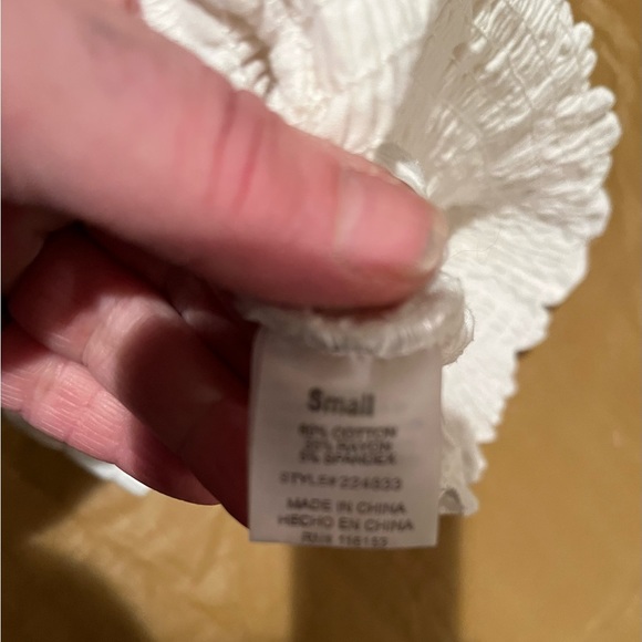 POOF! Size small white smocked crop top wear on / off the shoulder - Picture 8 of 8